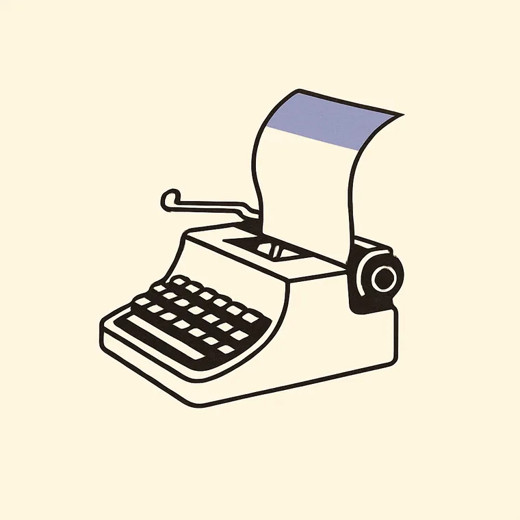 A typewriter with a sheet curling out