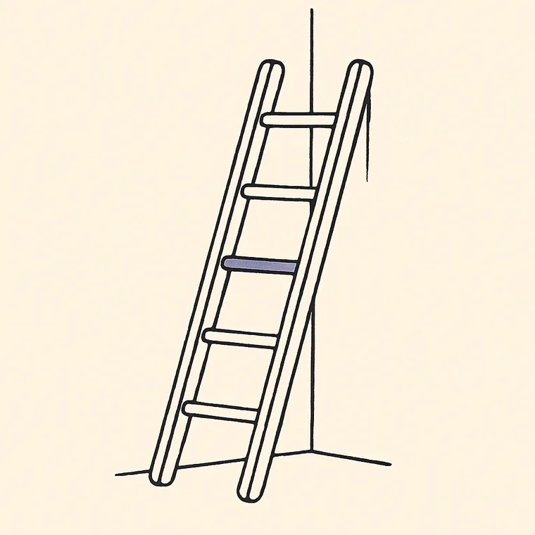 A ladder with one rung picked out in colour