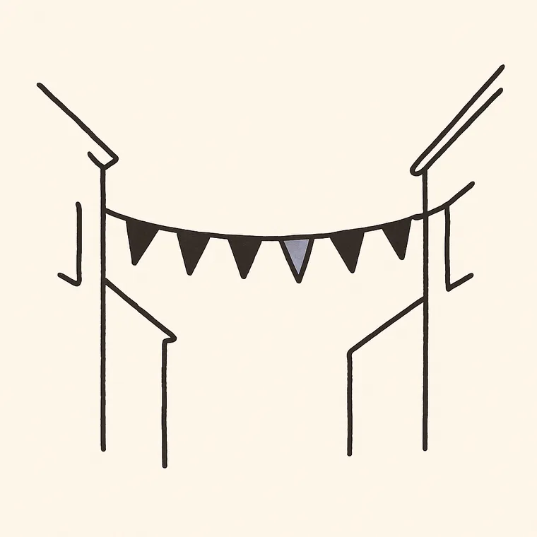 Festival bunting strung across a narrow street